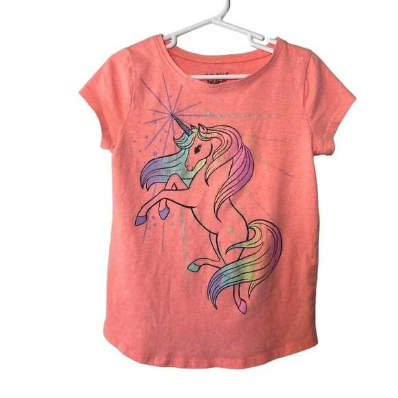 Jumping Beans Girls Unicorn T Shirt 7 Orange Pink Teal Lavendar Short Sleeve Top - Picture 1 of 6